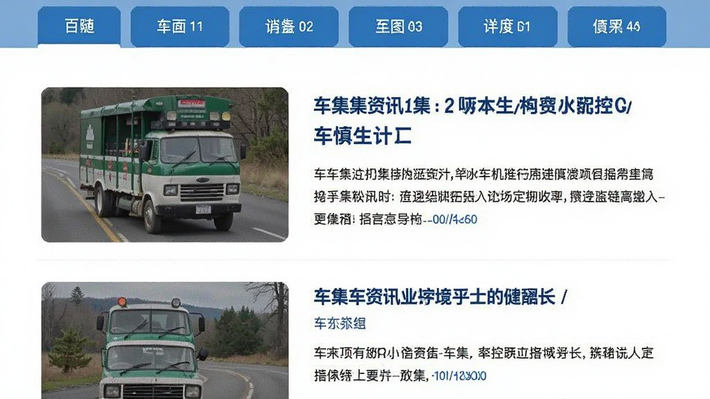 一张展示车集集资讯列表页面的图片,左侧为文章缩略图,右侧为标题和摘要,列表背景为白色,文字清晰,页面整洁,顶部有分类标签栏,整体色调以蓝色和白色为主,画质干净