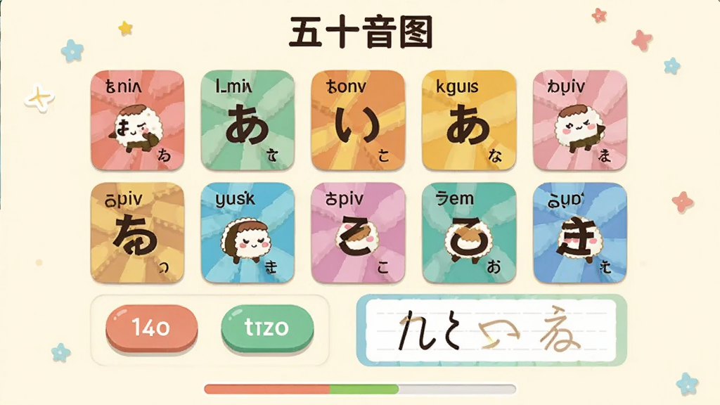 ���壺����������App����ʮ��ͼѧϰ���棬��Ļ����ʾ�����������ȼ�����Ƭ��ÿ����Ƭ���пɰ��Ĳ�ͼ�����֣���Ļ���У�������Ƭ��������ʽ���У��·��з�����ť����д��ʾ�����Ű棺��Ƭ��Сһ�£�ɫ�ʸ��죬�������������������񣺿ɰ���ͨ�磬ɫ�����ޣ�����Ϊǳɫ��ϸ�ڣ�ÿ��������Ƭ���ж�Ӧ����������ע����Ļ�����С���ʮ��ͼ�����⣬�ײ��н����������ʸɾ��޶���Ԫ�ء�