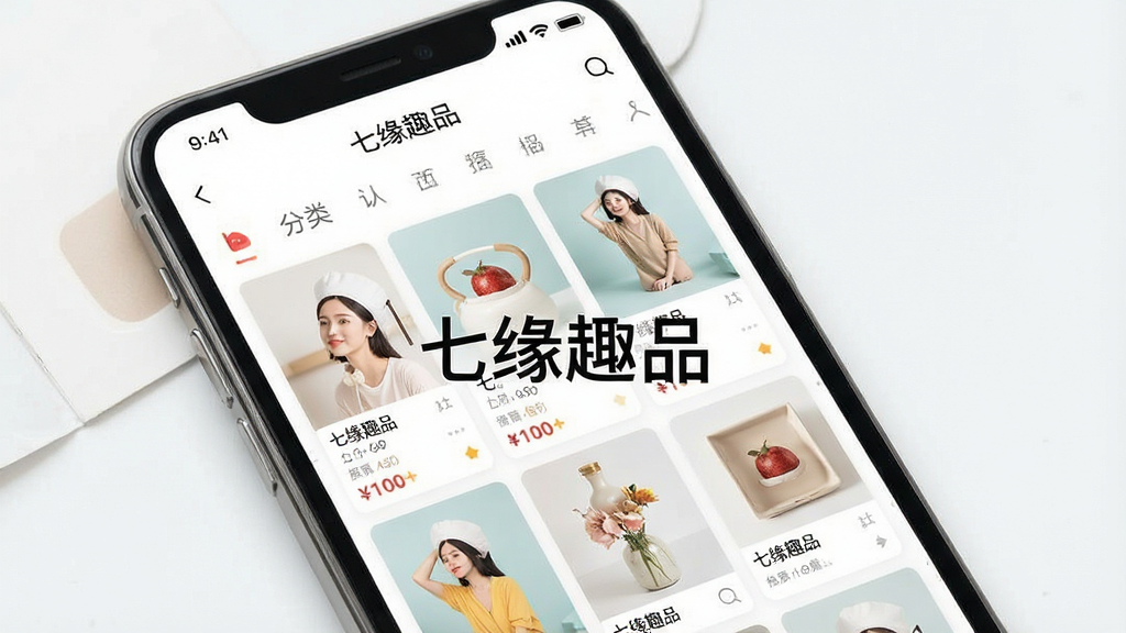 һ���ִ���Լ���ĵ��̹���Ӧ�ý���չʾͼ������Ϊ�ֻ���Ļ�ڳ��֡���ԵȤƷ��APP����ҳ���֣��Ű�����չʾ��Ʒ�ٲ�������ർ����������������£�ϸ�ڰ���������ƷͼƬ��۸��ǩ�����ʸ���ɾ����޶���Ԫ�أ���Ļ������ʾ����ԵȤƷ������