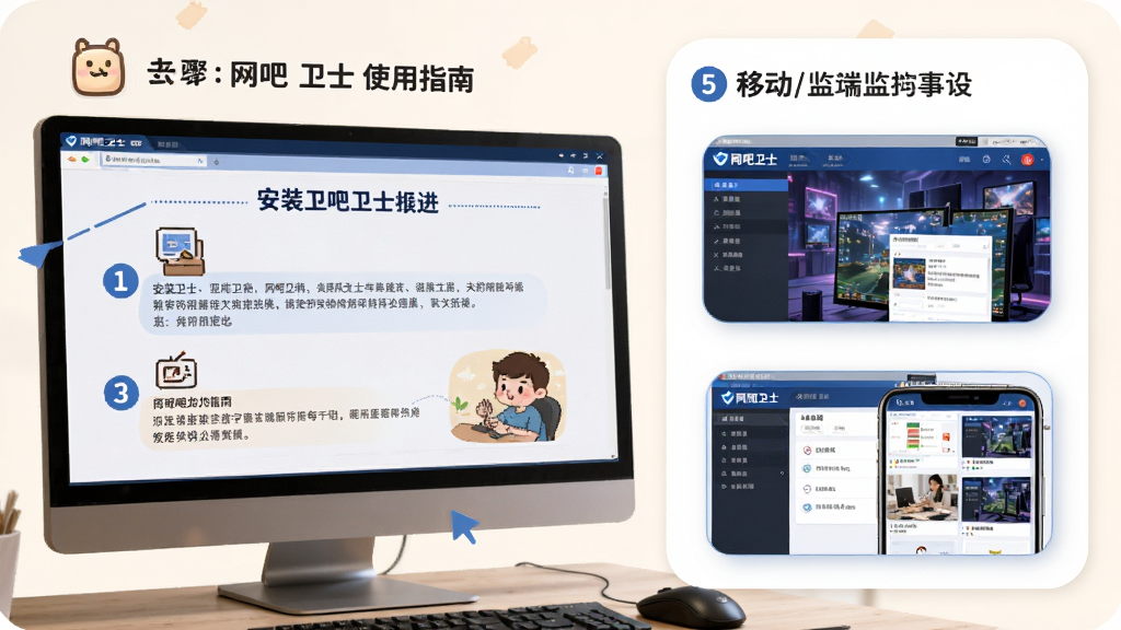 ���壺һ̨������Ļ��ʾ������ʿʹ��ָ�Ͻ��棬ͼ�Ĳ�ïչʾ��װ���裬�Ա����ֻ���Ļ��ʾ�ƶ��˼�ػ��档���֣�������ͼ������Ϊ����˵����ͼƬΪ�����ͼ���Ű棺������������ͼƬ��Բ�ǡ���񣺽�ѧ���Ѻá�ϸ�ڣ�ͼƬ�пɼ���������ʿ������Ԫ�أ��ֻ���Ļ������ͼ�����ʣ����塢�ɾ����޶���Ԫ�ء�