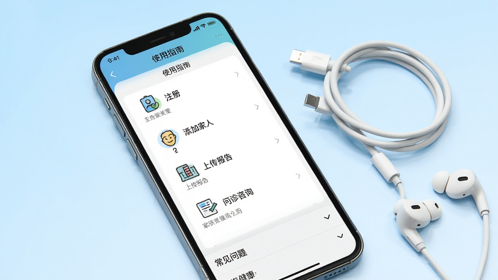 ��������Ϊһ���ֻ��������С��ռý�����APP����Ļ��ʾ��ʹ��ָ�ϡ�ҳ�棬��ͼ���б���ʽչʾע�ᡢ���Ӽ��ˡ��ϴ����桢������ѯ�Ȳ������裬ÿһ�������м򵥵�ͼ��ʾ�⣬�ֻ���Ļ�·���һ�����������⡱�۵��˵��������Ǹɾ���ǳ��ɫ���䣬�ֻ��Ա߷��ų���ߺͶ�����������Ϊ�̳�ʽչʾ�������������Ű����룬�ɾ��޶���Ԫ��