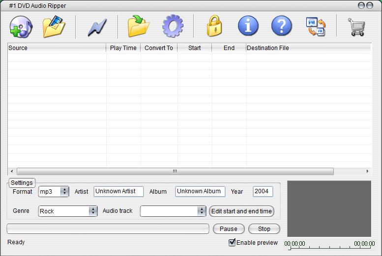 acala dvd audio ripper 操作界面 软件截图