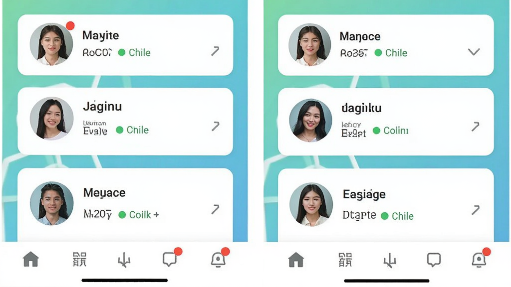 一对交友软件主界面预览图,展示首页推荐用户卡片列表,包含头像、昵称、距离、在线状态,背景为清新的渐变色,布局简洁明快,UI风格现代扁平化,细节包括底部导航栏和消息提示红点,画质清晰干净,无多余元素