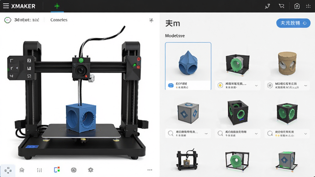 XMAKER����������Ԥ��ͼ��չʾ3D��ӡ������״̬��ģ�Ϳ⣬�����������Ű��࣬�ִ��Ƽ����ϸ�ڷḻ���߻��ʣ��ɾ��޶���Ԫ��