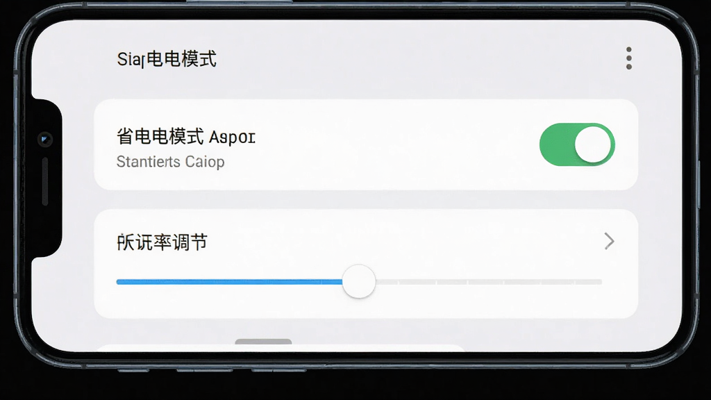 动态壁纸应用设置页面截图,显示省电模式开关和帧率调节选项,背景为浅色,主体为手机设置界面,排版简洁,风格清爽,细节清晰,画质高清,干净无多余元素