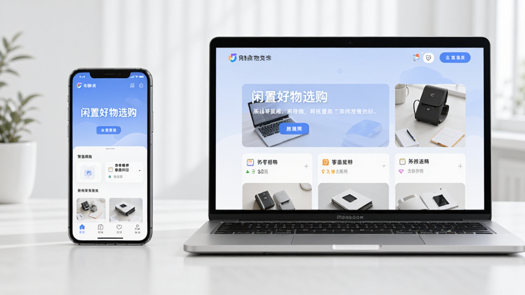 主体是一部手机和一台笔记本电脑并排摆放,屏幕上均显示