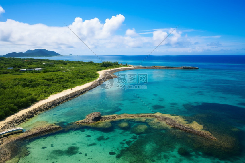 小灵岛 海岛全景 航拍 海水 沙滩