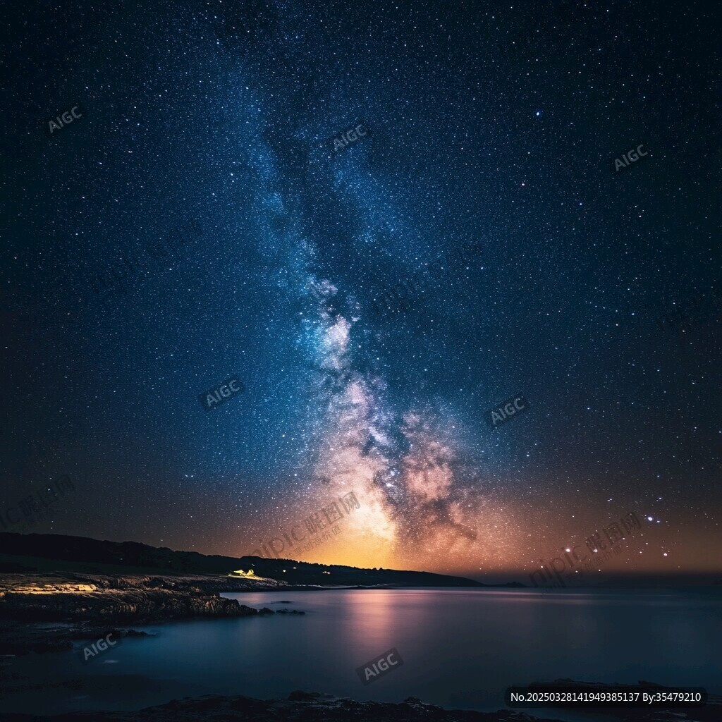 小灵岛 星空 夜晚 银河 海边
