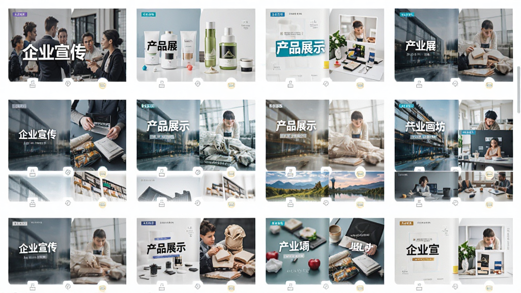 AE画册坊模板库截图,展示多套精美的动态画册模板缩略图,排列整齐,每张缩略图上有