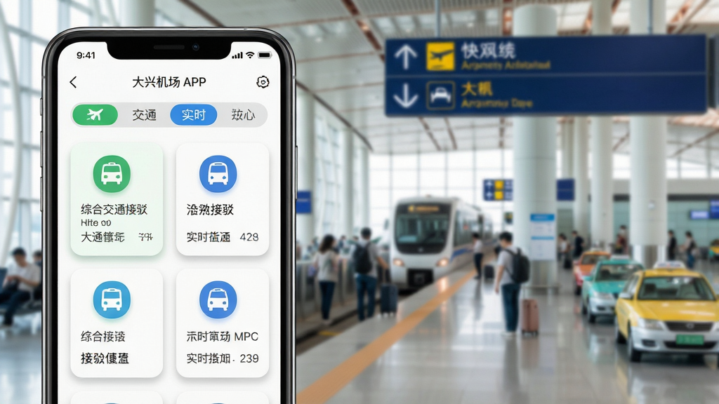 ���壺���˻���APP�ġ��ۺϽ�ͨ�Ӳ������ܽ��棬��Ļչʾ���ֽ�ͨ��ʽͼ���ʵʱ��Ϣ������Ϊ������ͨ���ĵ�һ�ǡ����֣��ֻ��ڻ�����࣬�Ҳ౳���пɼ���������վָ̨ʾ�ƺͳ��⳵�Ⱥ������Ű棺��Ļ����Ϊ��ͨ��ʽ�л���ǩ���·�Ϊ��Ӧ��Ϣ��Ƭ��������¼��磬��ɫ����ɫ���ֲ�ͬ��ͨ��ʽ��ϸ�ڣ�ͼ��Բ����Ϣ��Ƭ����Ӱ�����������黯�����ʣ����壬�������ɾ����޶���Ԫ�ء�