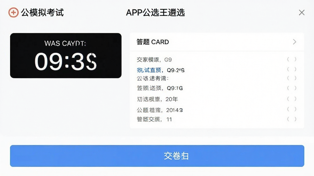 ��ѡ����ѡAPPģ�⿼�Խ��棬��ʾ���Ե���ʱ�ʹ��⿨���·��н�����ť������Ϊ��ɫ�����������ˣ������������޶���Ԫ��