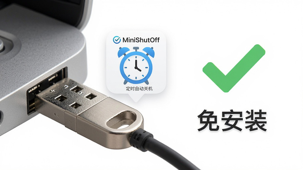 ���壺һ��U�̲������USB�ӿڣ��Ա���MiniShutOff����ʱ�Զ��ػ���������ͼ�����������֣�U�̺�ͼ��λ�ڻ�����࣬�Ҳ�����ɫ�Թ���־���Ű棺ͼ���·��С��ⰲװ�������֡���񣺼����񣬱���Ϊ����ɫ��ϸ�ڣ�U�̽����ʸУ�ͼ��Ϊ��ɫС���ӡ����ʣ��������ɾ����޶���Ԫ�ء�