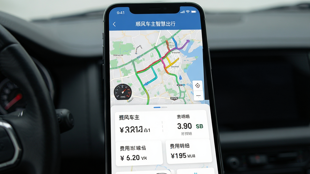 ���壺˳�糵���ǻ۳���APP��ʵʱ·�������Ԥ�����棬�ֻ���Ļ����ʾ��ͼ���ɫ·���������·��з�����ϸ��Ƭ�������ϰ벿Ϊ��ͼ�°벿Ϊ���ݣ��Ű����룬��������࣬ϸ�ڰ����ٶȱ��ͽ�����֣����������ɾ���������ʾ��˳�糵���ǻ۳��С�APP���ƣ��޶���Ԫ��