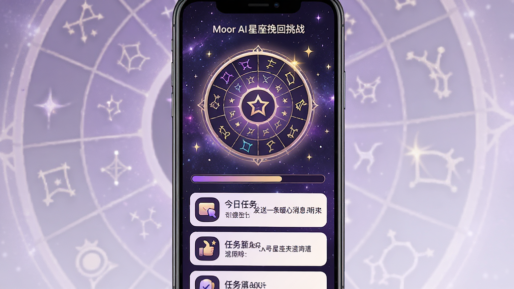 ���壺Moor AI���������ս���棬�ֻ���Ļ��ʾ�������̺������б������֣���Ļ����������ͼ�꣬�·��н�����������Ƭ���Ű棺����Ƭ���б���ʽ���У�ÿ����Ƭ��ͼ�������˵��������ǿձ�������ɫ���ɫ���䣬���ظ�ʮ�㣻ϸ�ڣ���Ƭ��д�С��������񣺷���һ��ů����Ϣ��������������ͼ���й���Ч�������ʣ�������Ⱦ���ɾ��޶���Ԫ��
