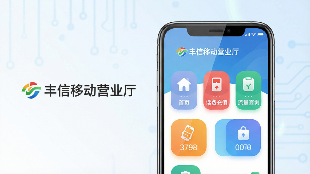 ���壺һ�������������ֻ�����Ļ����ʾ�����ƶ�Ӫҵ��APP�Ĳ�ɫ���棬�����������ҳ���������ѳ�ֵ������������ѯ����ͼ�ꡣ���֣��ֻ�λ�ڻ�������ƫ�ң�������ף���Ļ����ʾ�����ġ������ƶ�Ӫҵ����������Logo���Ű棺�ֻ���Ļ������Ϊ�Ӿ����㣬����Ϊ��͵Ľ�������ɫ��Ӫ��Ƽ��С�����ִ���ƽ����񣬽���UI��Ƽ�࣬ɫ�����졣ϸ�ڣ��ֻ���Ļ�����΢�����󣬽���ͼ��Բ�����������ɼ������ʣ�8K�����壬�ɾ����޶���Ԫ�ء�