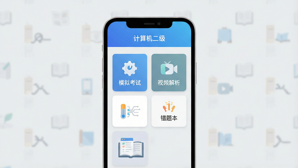 一幅现代扁平化风格的手机应用界面预览图,屏幕中央显示