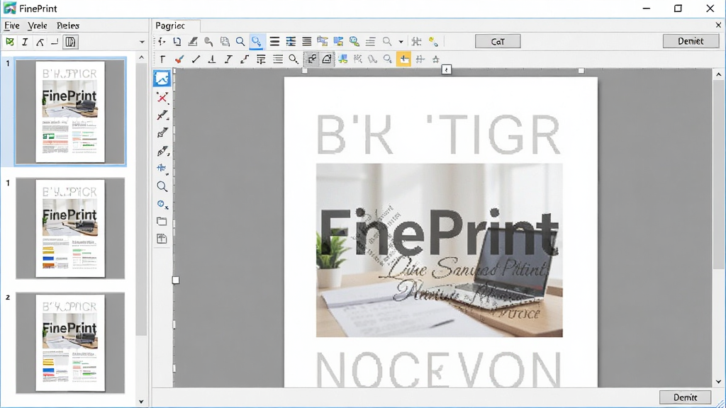 ����ΪFinePrint�����Ĵ�ӡԤ�����棬����Ϊ���ҳ������ͼ�б����Ҳ�Ϊ�Ŵ���ҳ��༭�����Ű����������Ϊרҵ�����������ϸ�ڰ����༭��������ˮӡЧ����ҳ��ɾ����ť�����ʸ���ɾ����޶���Ԫ��