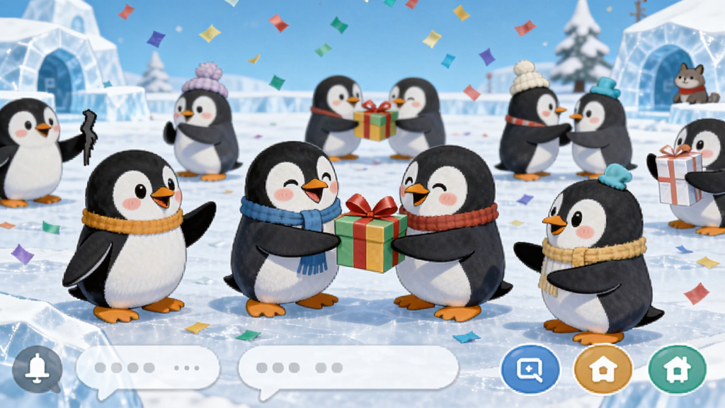 ���߶��罻�㳡��������ֻ��ͨ����ڱ�ѩ�㳡�ϻ�����к���������������·����������ݺ͹��ܰ�ť������Ϊ���Ⱥ�廥�������ֲ��ú���չ�������������ܰ��ϸ�ڰ���ÿֻ��첻ͬ�ı����붯�����Լ�����Ʈ��Ĳ�ɫֽм�����������ɾ����޶���Ԫ��