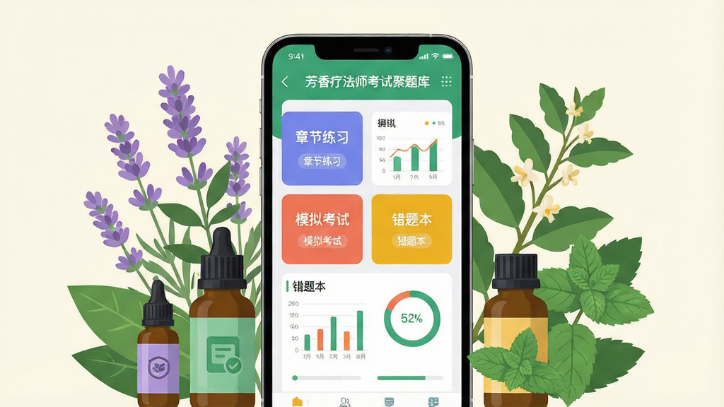 创作一幅现代扁平化风格的教育学习类应用宣传图,主体为智能手机屏幕展示