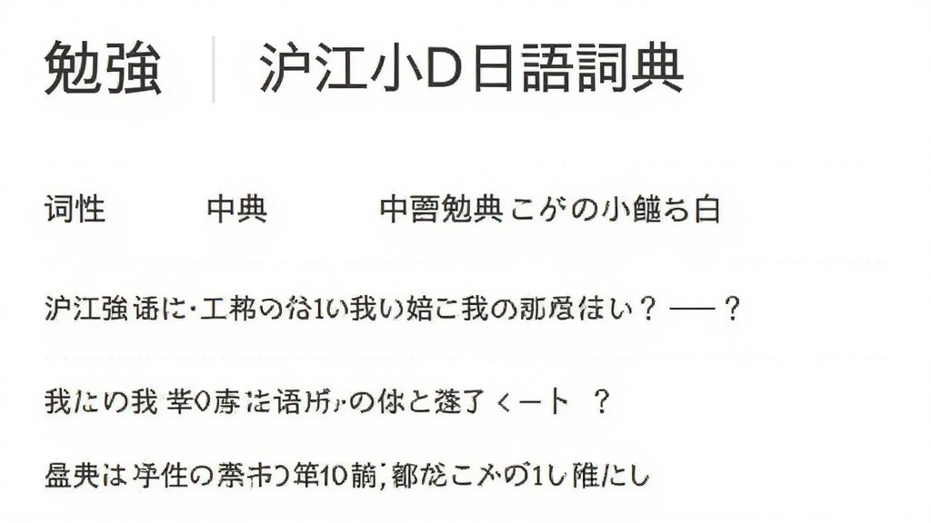 沪江小D日语词典单词详情页预览图,页面展示单词“勉”的读音、词性、中文释义以及三个例句,排版整齐,字体清晰,背景为白色,风格简约,画质干净