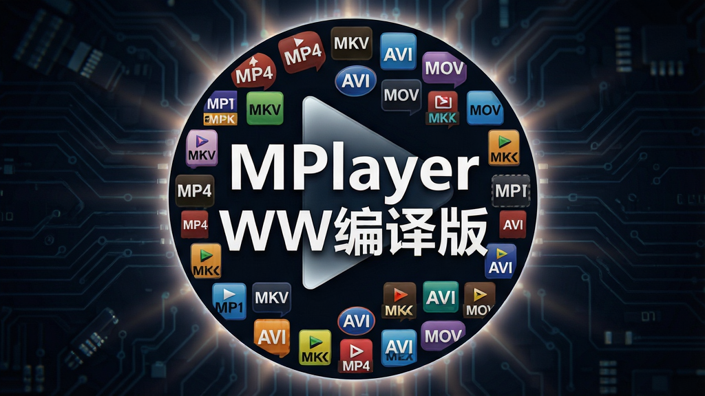 ���壺һ���޴��Բ�β��Ű�ť����ť�ڲ�����������ɫ����Ƶ��ʽСͼ�꣨��MP4��MKV��AVI��MOV�ȣ�ƴ�Ӷ��ɣ�����λ���С�MPlayer WW����桱���������֣�Բ�ΰ�ťλ�ڻ������룬����Ϊ��ɫ�Ƽ��е�·���������Ӱ�ť��������������͵Ĺ��ߡ��Ű棺����ͻ�����Ӿ������ǿ�����־���������Ŀ����񣺳���������ϣ�ɫ�ʷḻ����гͳһ������ȫ�ܽ���ĺ������㡣ϸ�ڣ�ÿ����ʽͼ���Ե����������Ч��ϸ�壬���ʼ��ߣ������ɾ��޶���Ԫ�ء�