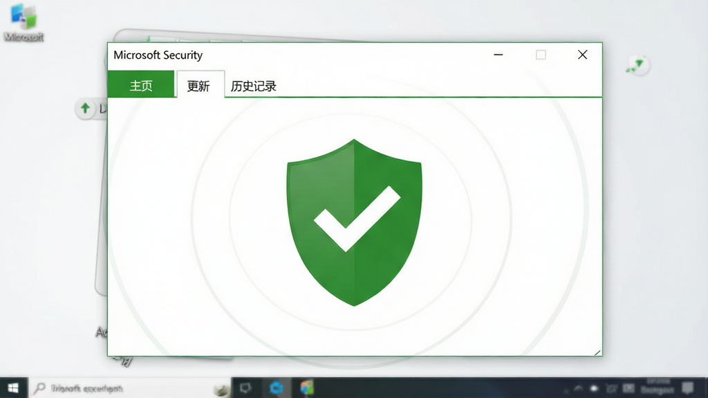 һ���ִ���Լ���ĵ��԰�ȫ��������Ԥ��ͼ��������Microsoft Security Essentials�������ڣ���ɫ�Ͱ�ɫ��ɫ������������ʾ����ҳ���������¡�������ʷ��¼��ѡ���������һ����Ŀ����ɫ�Թ�����ͼ�꣬��ʾ�����ܱ���״̬�������Ǹɾ������棬���ʸ��壬�ɾ��޶���Ԫ��