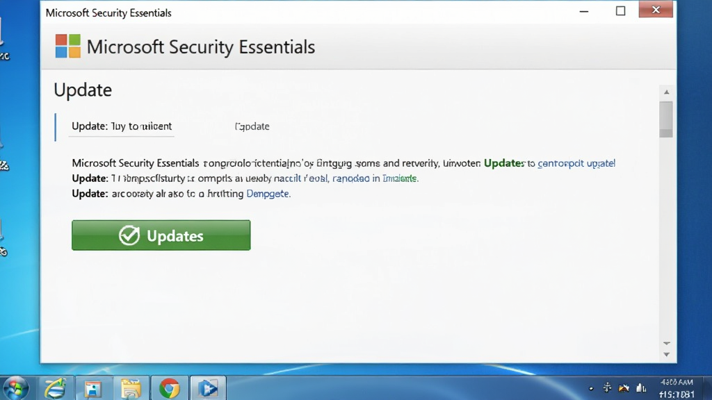 һ��������Ļ��ʾMicrosoft Security Essentials�ġ����¡�ѡ���ҳ������ɫ�ĸ��°�ť�������Ǹɾ������棬�������������������ɼ����޶���Ԫ��