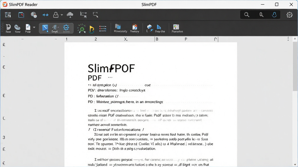 展示SlimPDF Reader在电脑上运行的界面截图,主体为打开的PDF文档和工具栏,布局规整,排版清晰,风格简洁,细节体现流畅操作,画质高清,干净无多余元素