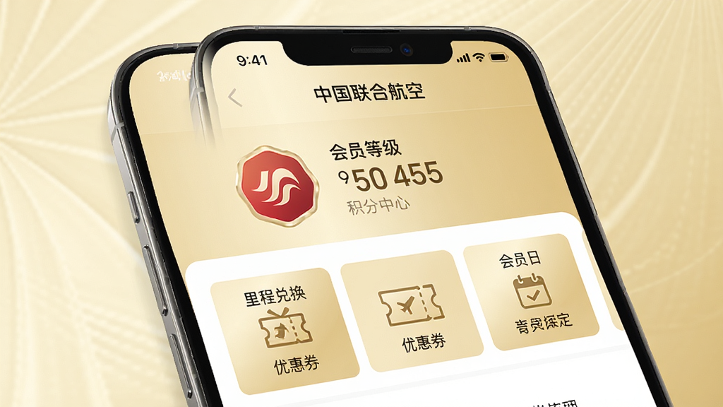 һ���ֻ�չʾ���й����Ϻ��ա�App��Ա����ҳ�棬������ʾ��Ա�ȼ�ͼ����������֣��·��г�����̶һ������Ż�ȯ������Ա�ա�����ڣ�����Ϊ����ɫ���������������������룬ϸ�ھ��£���������