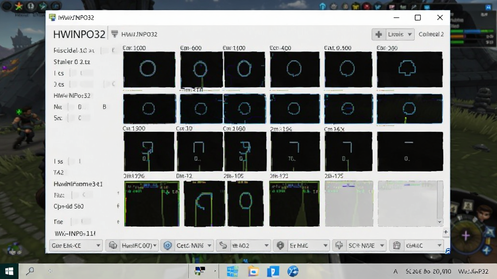 一张HWiNFO32在Windows 11桌面上运行的截图,传感器窗口置顶显示,背景为游戏画面,画质清晰,风格写实,干净无多余元素