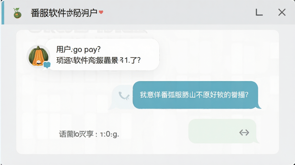 番瓜软件客服界面示意,对话窗口显示用户提问和客服回复,背景为浅灰色,界面友好,文字清晰,画质干净,无多余元素