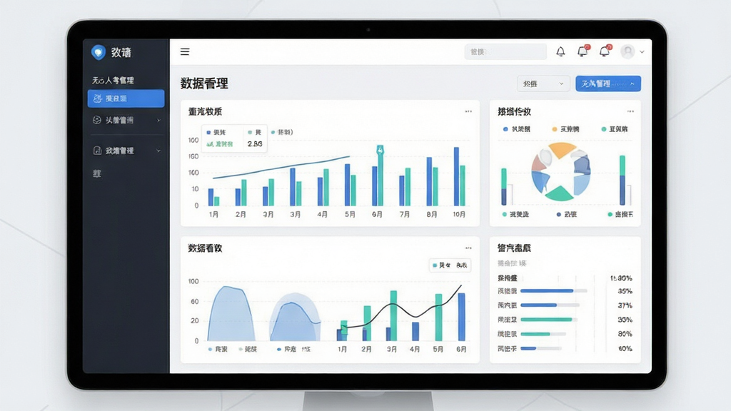 象软件界面预览图,展示无人零售管理后台数据看板,布局清晰,图表丰富,风格现代简约,细节精致,画质高清,无多余元素