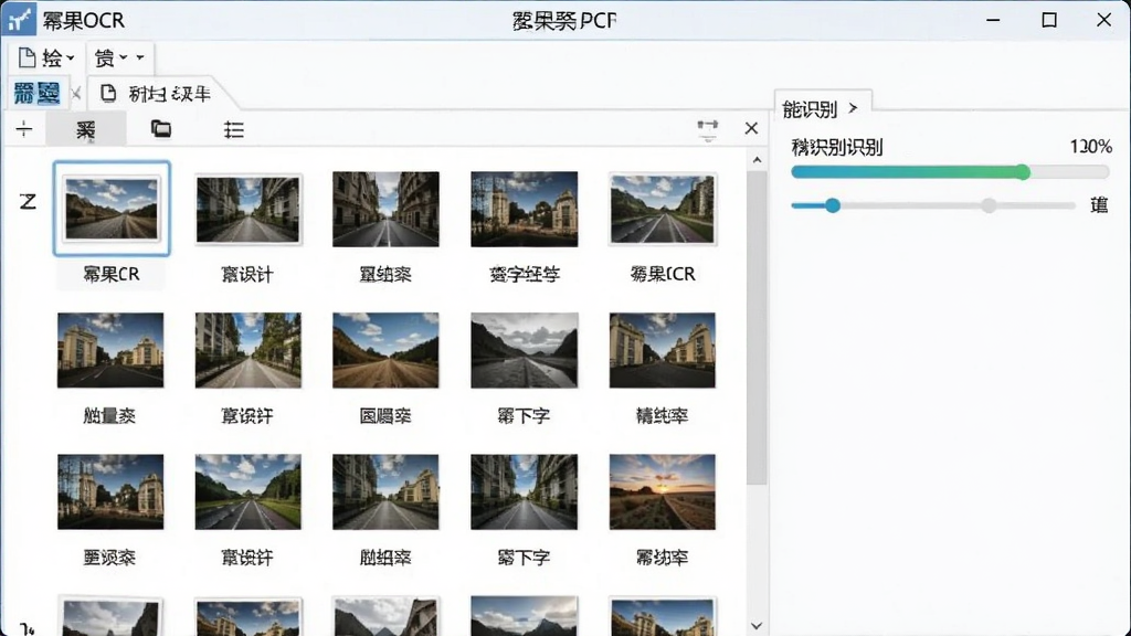 展示幂果OCR文字识别软件批量导入图片文件进行识别的界面截图,文件列表显示多个图片文件,右侧显示批量识别进度条,软件界面采用浅色主题,布局整洁,画质清晰,无多余元素