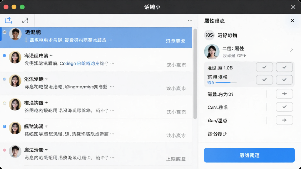 微模拟截图宝编辑界面,展示用户正在编辑聊天内容,左侧为消息列表,右侧为属性设置面板,可修改昵称、头像、内容等,界面交互清晰,按钮醒目,风格简洁,高画质,无多余元素
