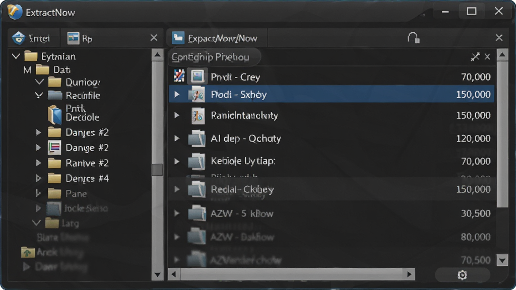 ExtractNow主界面预览图,主体为简洁的软件窗口,布局清晰,左侧为文件夹树状列表,右侧为待解压文件队列,风格扁平化,细节高光处理,画质清晰干净,无多余元素