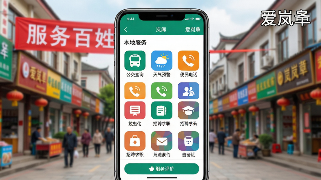 ���壺һ�������ֻ���Ļ����д����Ļ��ʾ����᰸ޡ�APP�ġ����ط��񡱹���ҳ�棬ҳ������ͼ�������ʽ�����š�������ѯ����������Ԥ������������绰��������Ƹ��ְ���Ȳ�ɫ������ڡ����֣��ֻ��������ڻ������У�����Ϊ᰸��سǵķ����ֵ������С�������ա��ı��������Ű棺����ͼ���������룬ɫ���������죬ÿ��ͼ���·����������Ʊ�ע����񣺱�ƽ����дʵ��ϣ�������ϢŨ��ɫ�ʻ��á�ϸ�ڣ���Ļ���Ͻ��С���᰸ޡ�������ҳ��ײ��з������۰�ť�������־���᰸���ɫ���������ʣ�����������ɫ�ʱ��Ͷȸߣ������黯ͻ�����壬����ɾ���