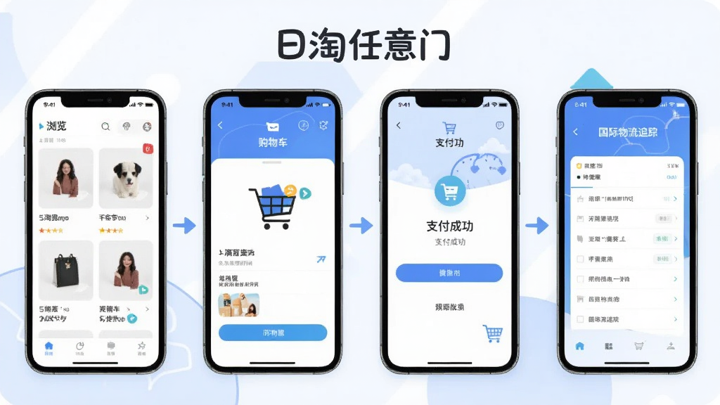 һ��չʾ����������APP�������̵Ĳ廭������Ϊ����ֻ�����ƴ�����ֱ�չʾ�����Ʒ�����ﳵ��֧���ɹ��͹�������׷�ٵĻ��档����Ϊ�������У��м��ü�ͷ���ӣ�����Ϊ��ˬ������ɫ���������а��������������š�����������Լ�ִ���ϸ�ھ��¡����廭���������ɾ����ࡣ