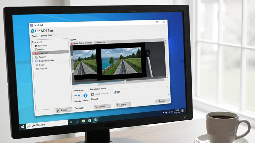 һ��չʾLite MP4 Tool��Windows���������е�ʵ��ͼ����Ļ����ʾ���������棬���ڴ�����Ƶת��������Χ�������࣬��һ���������Աߣ�������������������ϸ����ʵ�����ʸ��壬�޶���Ԫ��