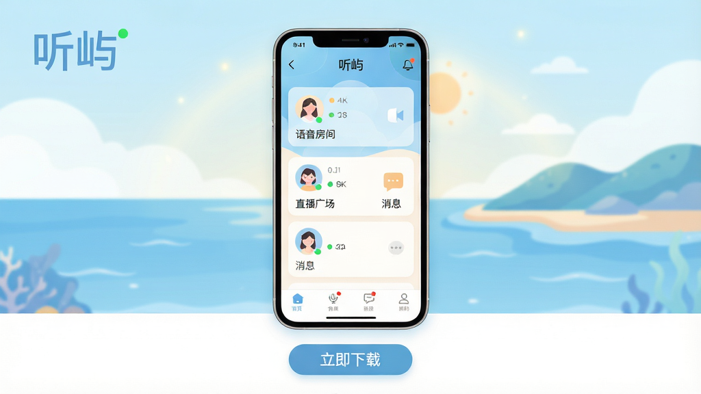 ���壺һ����Ϊ�����족���ֻ�Ӧ�ý��棬չʾ�������罻���ܣ��������С��������䡱����ֱ���㳡��������Ϣ����ģ�飬����Ϊ��͵���ɫ�����뵺��廭�����֣�����չʾ�ֻ���Ļ����Ļ��������ʾӦ��UI���������ף��·��С��������ء���ť���Ű棺�ɾ���࣬ͻ��Ӧ�����ơ����족����������ִ���ƽ����ɫ����ͣ�ǳ����ů�ף���Ӫ����ܰ������Χ��ϸ�ڣ�����ͼ�����������û�ͷ��������״̬�㣬����������͡����ʣ�4K���壬�ɾ����޶���Ԫ�ء�
