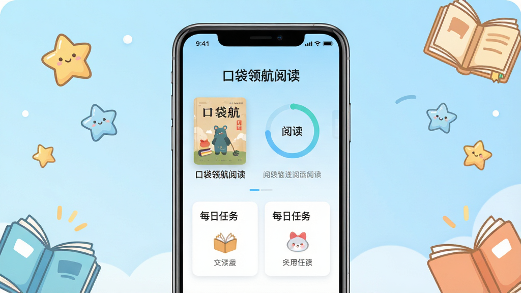һ�������������ֻ�Ӧ��Ԥ��ͼ����Ļ������ʾ���ڴ��캽�Ķ���APP�����棬�������ͼ����桢�Ķ����Ȼ���ÿ������Ƭ��������ǳ��ɫ���䣬���ܵ�׺��ͨ���Ǻ��鱾Ԫ�أ�������ͯȤ�ɰ������ʸ���ɾ����޶���Ԫ��