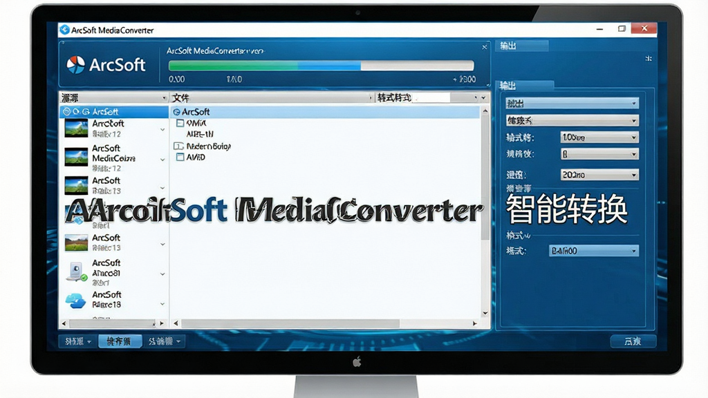 ��������Ϊ������ʾ����������ArcSoft MediaConverter�����棬��������չʾ��Ƶת�����������ʽѡ��˵������ֲ������ҷ�����ƣ����ΪԴ�ļ��б����Ҳ�Ϊ���������塣�����Ű�������������ɫ�Ƽ�ɫ��Ϊ�������дʵ��ϸ��չ����������ĸ���ϸ�塣����Ϊ4K���壬�ɾ��޶���Ԫ�ء���������Ϊ��ArcSoft MediaConverter ����ת������