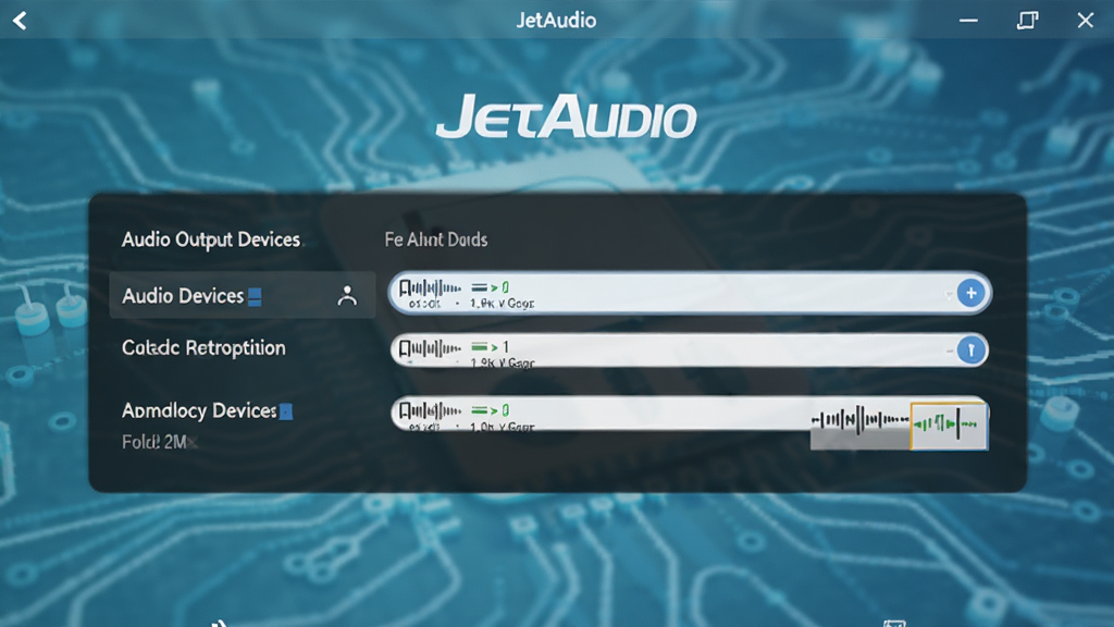 JetAudio �������ý��棬չʾ��Ƶ����豸ѡ�񣬱���Ϊ����ɫ�Ƽ��У������࣬�������������ʸɾ�
