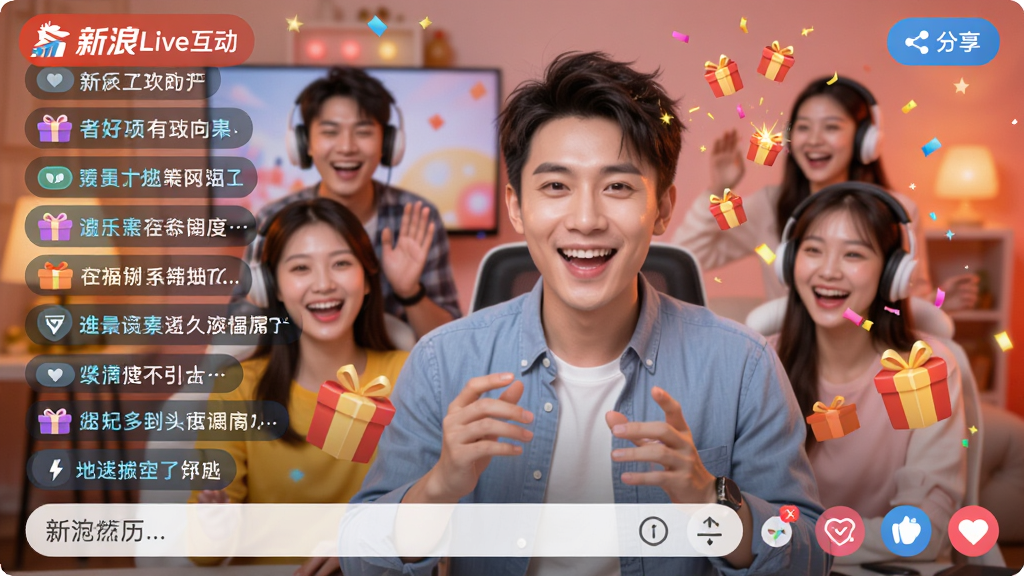 ����Live�������棬������������������ڻ�������Ļ���д�����Ļ��������Ч���·���������������Ͻ��з�����ť�������Χ���һ��죬ɫ�������������������޶���Ԫ��