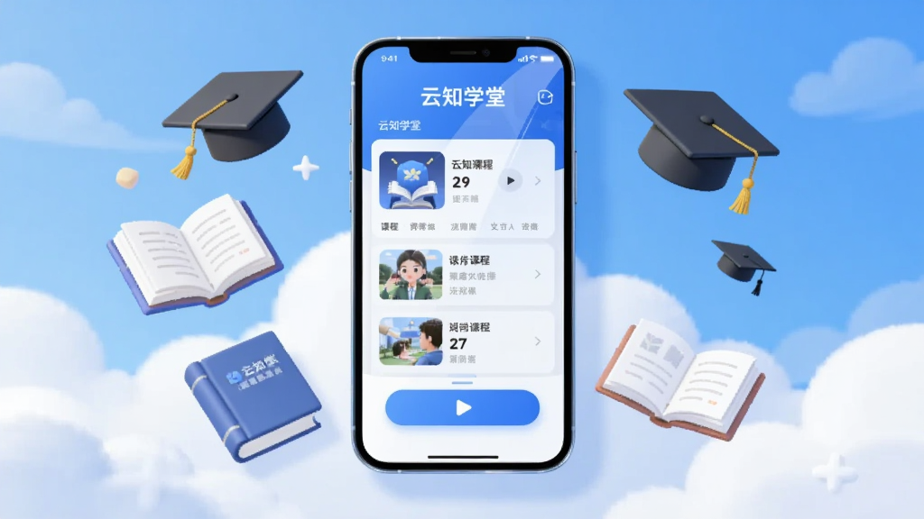 ��������Ϊ����֪ѧ�á�APP���������Ư�����ƶˣ�������ʾ�γ��б��벥�Ű�ť����Χ�����鱾��ѧʿñ��ѧϰԪ�أ����岼�ֲ��þ��й�ͼ����ƽ���廭���ɫ����������ɫ�Ͱ�ɫΪ��ɫ����ϸ�ڰ�����Ļ�����������Ӱ�����ʸ���ɾ����޶���Ԫ��