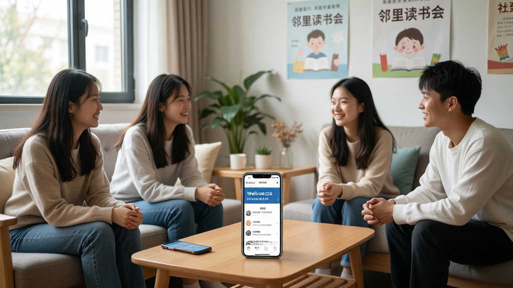 һ����ܰ��������ҳ�������λ��������ɳ�������죬�輸�Ϸ����ֻ�����Ļ����ʾWellcee�����ҳ�棬����ǽ���С��������ᡱ���������������Ȼ����Ӱ�������Ц����ʵ�����ֲ�η�����ɫ����ͣ�����ϸ��ɾ���