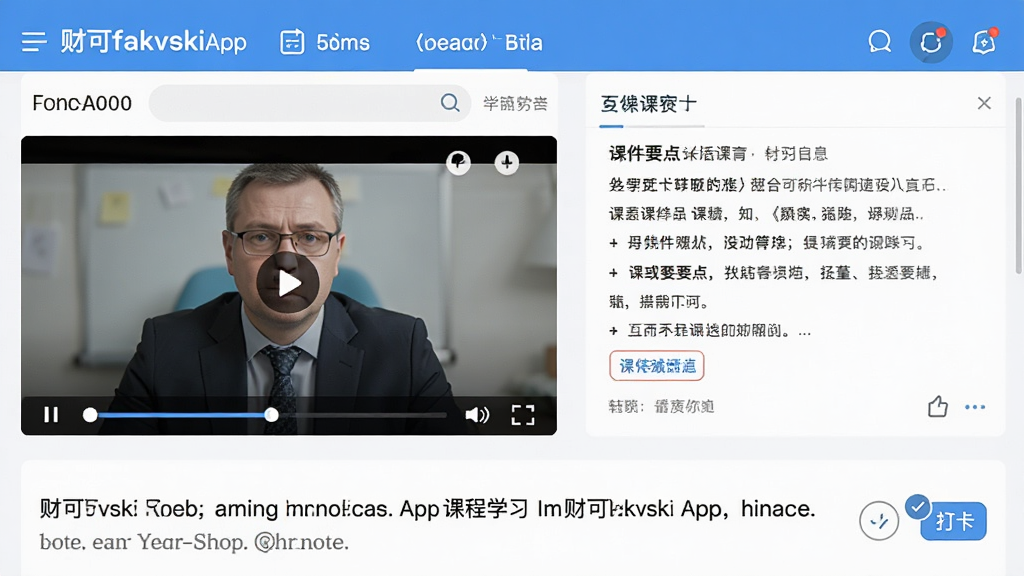 ����Ϊ�ƿɷ�˹��App�ڵĿγ�ѧϰҳ�棬�����ʾ��Ƶ���Ŵ��ڣ��Ҳ�ͬ��չʾ�μ�Ҫ����ʼ����򣬲��ֲ������½ṹ����Ϊ��ѧ��Ƶ����Ϊ�����ܽᣬ�Ű���������Ϊ����ѧϰ��Ӧ�õ���ˬɫ����ϸ�ڴ��н�������򿨱�ʶ������ͨ͸�ɾ����޶���Ԫ��