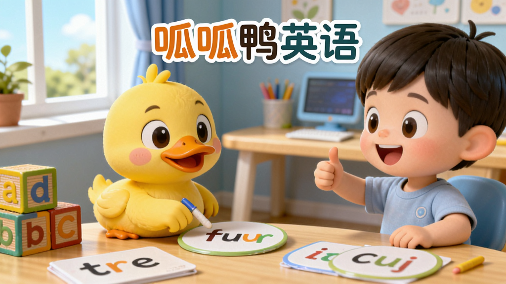 ���壺һֻ�ɰ��Ļ�ɫ��ͨѼ�Ӻ�һ�����ֵĺ����������ķ����ﻥ��ѧϰӢ���Χ����ĸ��ľ�͵��ʿ�Ƭ�����֣����Ӿ����У�������Ѽ�Ӹ�ռһ�࣬�����д���������ѧϰ�����Ű棺����ɾ���࣬ͻ��������ѼӢ�Ʒ�����������3D��ͨ��Ⱦ��ɫ��������ů��ϸ�ڣ�������ָ�ŵ��ʿ�Ƭ��Ѽ�������Ĵָ���������ʣ�4K���壬�ɾ����޶���Ԫ��