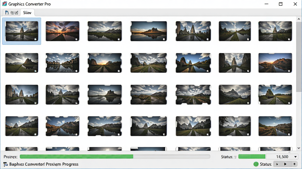 չʾGraphics Converter Pro��������ͼƬ�ĳ���������ͼƬ������ͼ��ʽ���������ڲ�������У��·���ʾ����ת����������״̬��Ϣ������������������Ʒ���Լ�����ʸߣ��޶���Ԫ��