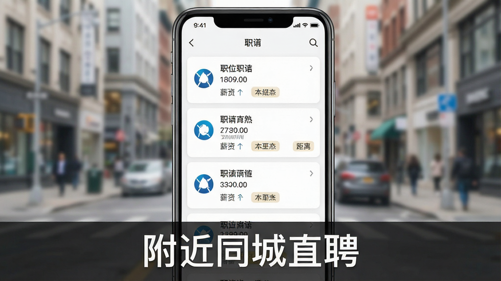 һ��չʾ����ְλ�б��Ľ�ͼ���ͼƬ��ǰ�����ֻ���Ļ����Ļ����ʾ����ͬ��ֱƸapp��ְλ�б���ÿһ��ְλ��Ƭ����ʾ��˾Logo��ְλ���ơ�н�ʴ����;����ǩ�������黯�ĳ��н־������廭������������ǿ������λ�õ��׽��У�ͼƬ�·��С�����ͬ��ֱƸ�����������ʸɾ��޶���Ԫ�ء�