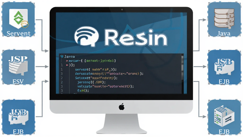Resinȫ���Java EE������ʾ��ͼ������Ϊ������Ļ��ʾ��Resin����־��Java���룬��Χ������Servlet��JSP��EJB��ͼ�꣬�������࣬��������죬ϸ�����������ʸɾ����޶���Ԫ��